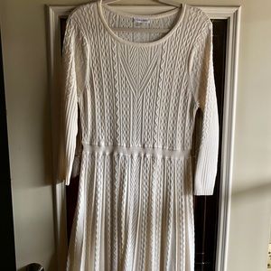 CALVIN KLEIN 3/4 sleeve, knee length sweater dress